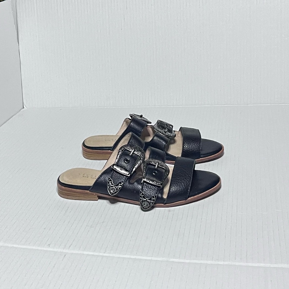 Chunky Leather Western Sandals